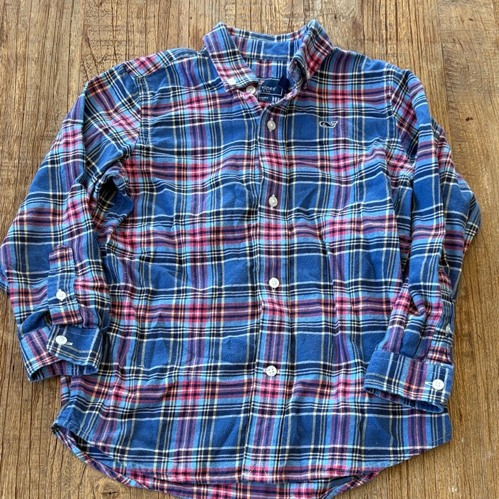Vineyard Vines Kids Plaid flannel Shirt in Blue and Red